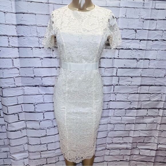 ALEXIA ADMOR IVORY LACE  DELORA DRESS Size 2 - Picture 3 of 15